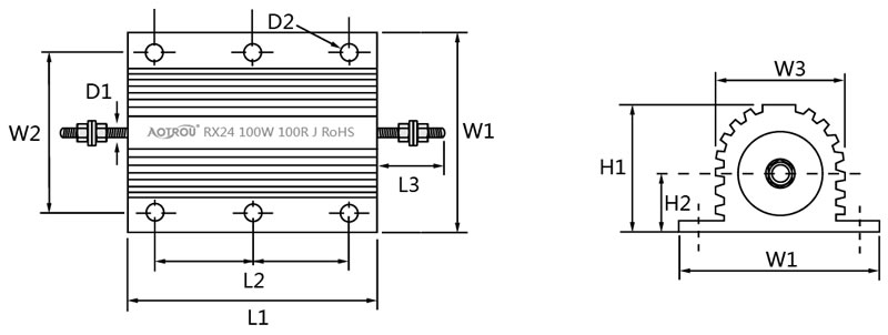 RXG24鋁殼功率電阻產(chǎn)品尺寸圖 RXG24鋁殼功率電阻產(chǎn)品尺寸圖